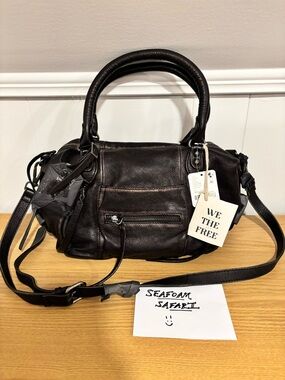 NWT Free People We The Free Black Baby Emerson Leather Tote Bag